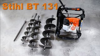 Professional earth auger STIHL BT 131 hole digger unboxing and first start [upl. by Ynetruoc]