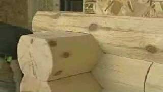 How to install log siding saddlenotch corners [upl. by Feil]