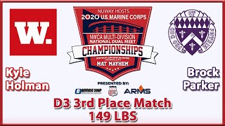 2020 NWCA MultiDivision National Duals  D3 3rd Place  Holman vs Parker  149 [upl. by Longerich]