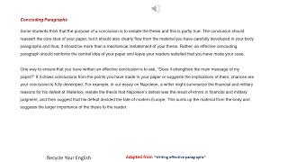 Writing effective paragraphs  8 Concluding Paragraphs [upl. by Scheld257]