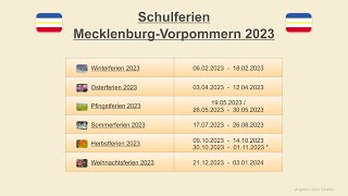 Schulferien Mecklenburg Vorpommern 2023 [upl. by Ramad]