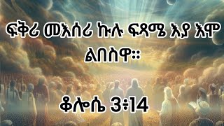 28 ጥቅምቲ 2017፡ ፍቅሪ መእሰሪ ኩሉ ፍጻሜ እያ እሞ ልበስዋ“ ቆሎሴ 3፥14ቅ [upl. by Emanuele251]