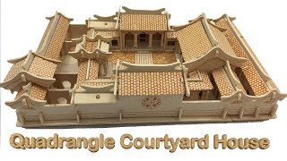 DIY Miniature Quadrangle Courtyard House  3D Woodcraft Construction Kit [upl. by Oinafipe]