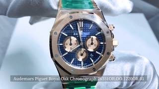 Audemars Piguet Royal Oak Chronograph Rose Gold Blue Dial 26331OROO1220OR01 Watch Review [upl. by Fransen878]