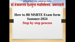 MSBTE Exam Summer2024 step by step Form Filling [upl. by Nimaj602]