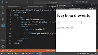 keyboard event in JavaScript  keypress event in JavaScript  JavaScript Tutorial in Hindi Part 54 [upl. by Enileqcaj54]