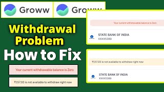 Your current withdrawal balance is zero groww 2024  Groww app balence withdrawal nhi ho rha hai [upl. by Fadas]