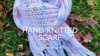 Coziest Knitted scarf video tutorial  Dawn Scarf [upl. by Ahcrop]