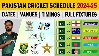 Pakistan cricket schedule 202425  Pakistan all upcoming cricket series schedule [upl. by Nnodnarb8]