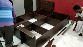 Engineered Wood Queen Box Bed Installation [upl. by Llovera306]