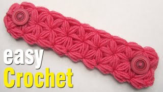 Easy Crochet How to Crochet Face Mask Adapter Puff stitch flower Face Mask Adapter pattern [upl. by Etteneg]