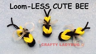 NEW Rainbow LoomLESS CUTE BEE EASY Charm Tutorials by Crafty Ladybug How to DIY [upl. by Nitnert264]