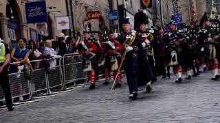 The Atholl Highlanders amp Lonach Highlanders march down the Royal Mile  5 July 2023 [upl. by Dis]