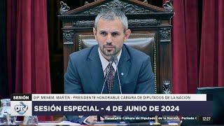 🇦🇷 SESIÓN COMPLETA 4 de junio 2024  Diputados Argentina  Jubilaciones y Pensiones [upl. by Eniagrom]