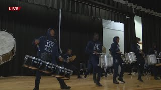 Huntington High School previews Drumline Jamboree [upl. by Neona]