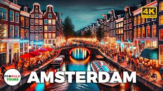 Experience Amsterdams MOST POPULAR Evening Hotspots  4K Walking Tour [upl. by Idette]