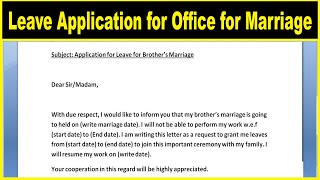 Write Leave Application for Office  How to write leave application for office for Marriage [upl. by Ruffo797]