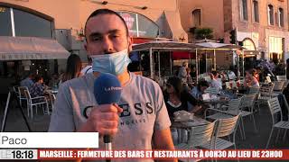 Marseille  les professionnels saluent la fermeture des bars et restaurants à 00h30 [upl. by Abate277]