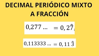 Deecimal periódico mixto a Fracción [upl. by Yelrebmyk]