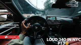 POV BMW 340I EXHAUST ECHOES IN NYC LOUD BURBLES [upl. by Pyszka]