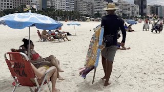 🇧🇷 Nice day at Copacabana beach Brazil  beach walk 4k [upl. by Sievert873]