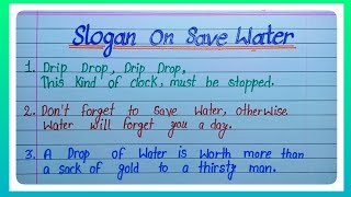 Slogan On Water Conservation In English l Save Water Slogan l World Water Day 22 March l [upl. by Adelaja]