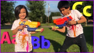 learning ABC Letter Alphabets with Water Blaster [upl. by Niwde]