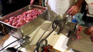 Making sopressata with an antique machine [upl. by Ettelrac]