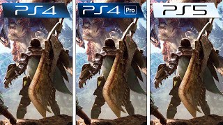 Monster Hunter World 2018 PS4 vs PS4 PRO vs PS5 Graphics Comparison [upl. by Ettessil]