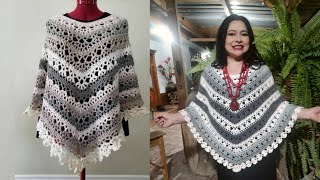 Poncho  Cápita quotPLATINO quot Todas las Tallas Muy Fácil de Tejer tutorial a crochet [upl. by Ivo]