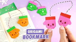 Оригами Варежки Книжная Закладка из бумаги  Origami Paper Mittens Bookmark [upl. by Milman104]