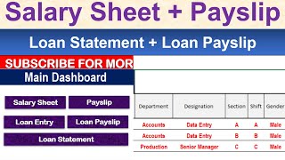 Salary Sheet  Laon statement  how to make payslip  Payroll Manager  Loan Report in excel [upl. by Stafani]