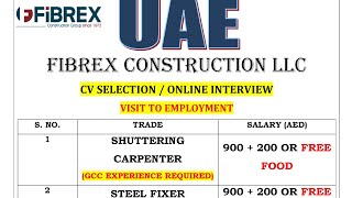 UAE FIBREX CONSTRUCTION LLC MPh 9418381725 9816171358 foreignemploymentinfovaca7070 [upl. by Oryaj]