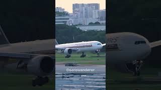 SINGAPORE AIRLINES B777300ER landing at Singapore Changi Airport shorts plane b777 singapore [upl. by Yednarb929]