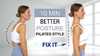 10 Min Fix Your Posture  Pilates Style  Daily Routine  Stretch amp Strengthen Your Back  No Repeat [upl. by Knight]