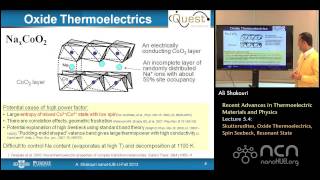 nanoHUBU Thermoelectricity L54 Recent Advances  Skutterudites Oxide Thermoelectrics etc [upl. by Nosnorb97]