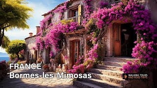 Bormes les Mimosas FRANCE  French Village Walk  Flowered Beautiful Villages 4k video tour [upl. by Seravat]