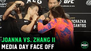 Joanna Jedrzejczyk vs Zhang Weili Face Off  UFC 275 Media Day [upl. by Ssur]