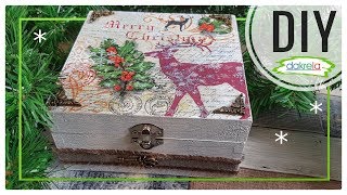 DIY Weihnachten  Holzbox mit Serviettentechnik Deko Tutorial  Anleitung  deutsch [upl. by Ahsekad135]