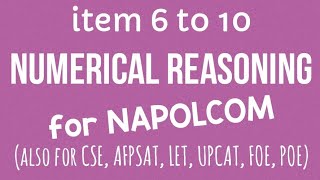 6to10 Numerical Reasoning for NAPOLCOM College Entrance Test CSE AFPSAT [upl. by Llebanna41]