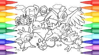 Pokémon coloring book pages for kids speed coloring Pikachu and friends [upl. by Costa547]