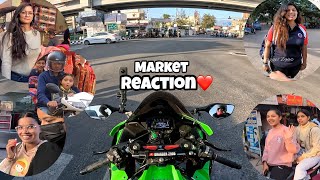 Cute Girl Reaction on Kawasaki Z900  Bunny Helmet Cover  Market Reaction 5 z900 kawasaki cute [upl. by Aneeroc711]