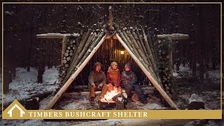 TIMBER BUSHCRAFT SHELTER  Mors Kochanski Inspired [upl. by Kapoor]