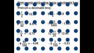 Pretvaranje mješovitog broja u decimalni broj cjelina Racionalni brojevi 7 razred [upl. by Lazos]