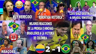 PRENSA E HINCHAS BRASILEÑOS REACCIONAN AL SHOW DE LUIS DIAZ CON REMONTADA COLOMBIA 21 BRASIL [upl. by Pawsner]