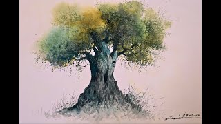 Watercolor painting tutorial  How to paint a Tree [upl. by Yorke]