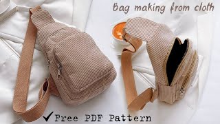 DIY Sling Backpack Sewing from Cloth 🙌 Bag Making at Home [upl. by Enialehs]