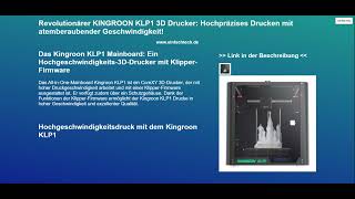 Revolutionärer KINGROON KLP1 3D Drucker Hochpräzises Drucken mit atemberaubender Geschwindigkeit [upl. by Osithe991]