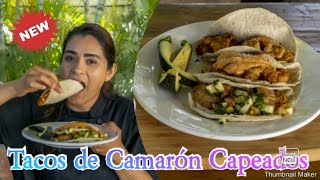 👉Como Preparar TACOS de CAMARÓN CAPEADO 🌮🌮🍤  Reto No 1👍😱 [upl. by Ancilin]