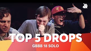 TOP 5 DROPS 😱 Grand Beatbox Battle Solo 2018 [upl. by Melburn55]